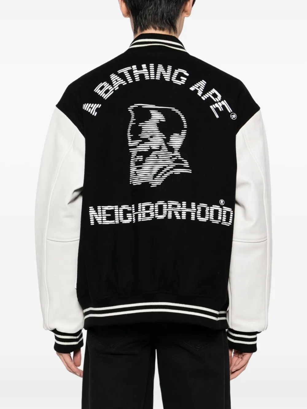 A BATHING APE Bomberjack met geborduurd logo Zwart