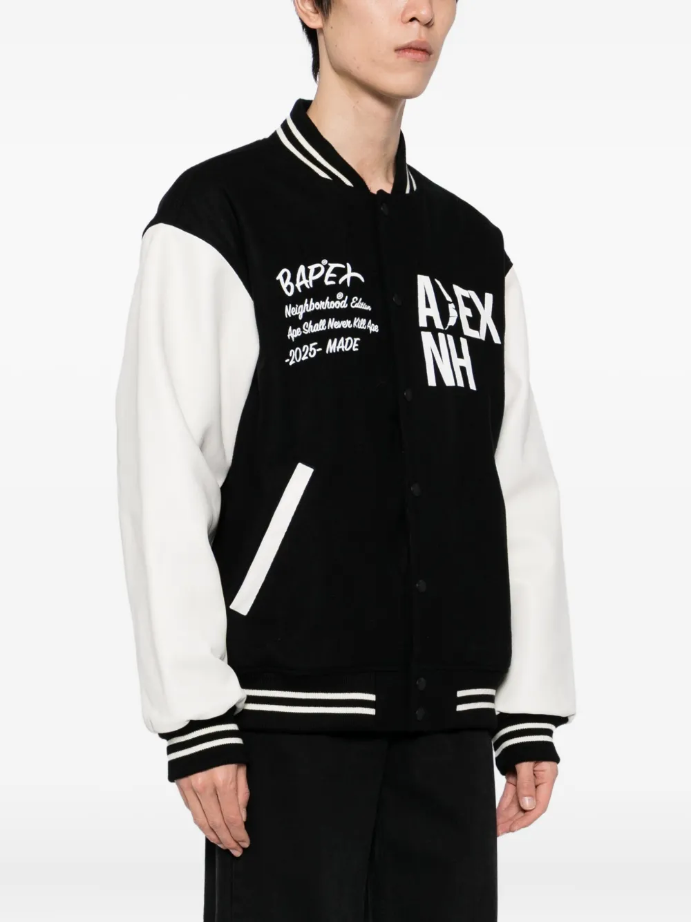 A BATHING APE Bomberjack met geborduurd logo Zwart