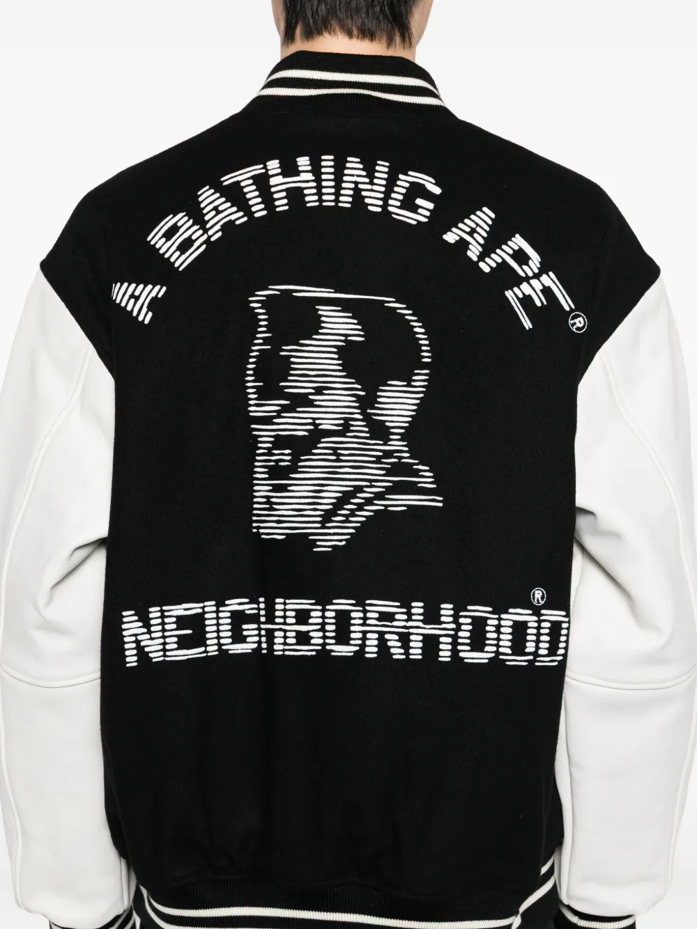 A BATHING APE Bomberjack met geborduurd logo Zwart
