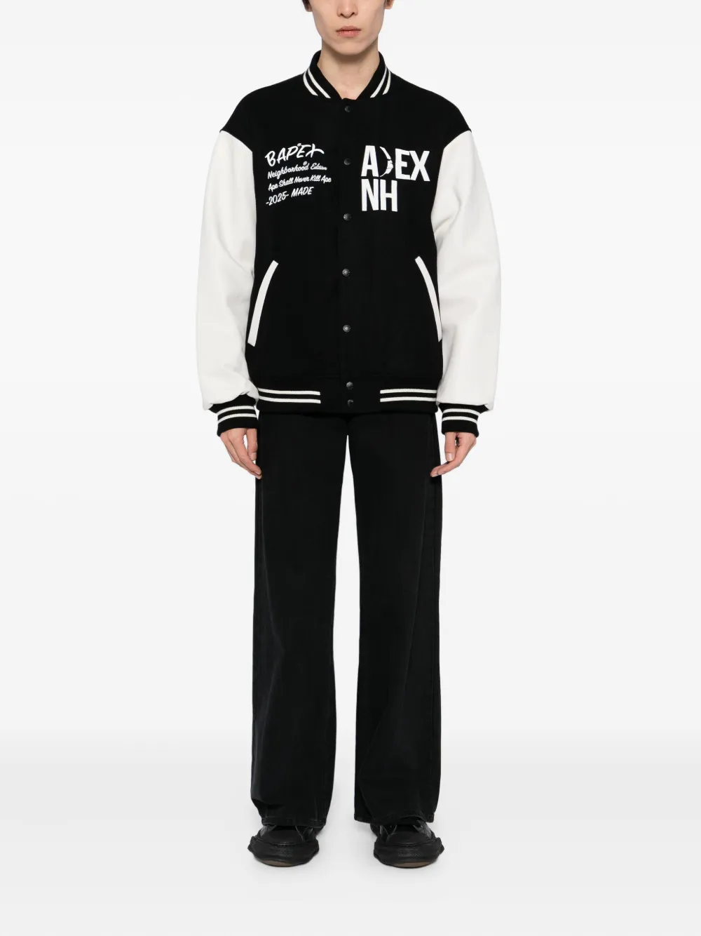 A BATHING APE Bomberjack met geborduurd logo Zwart