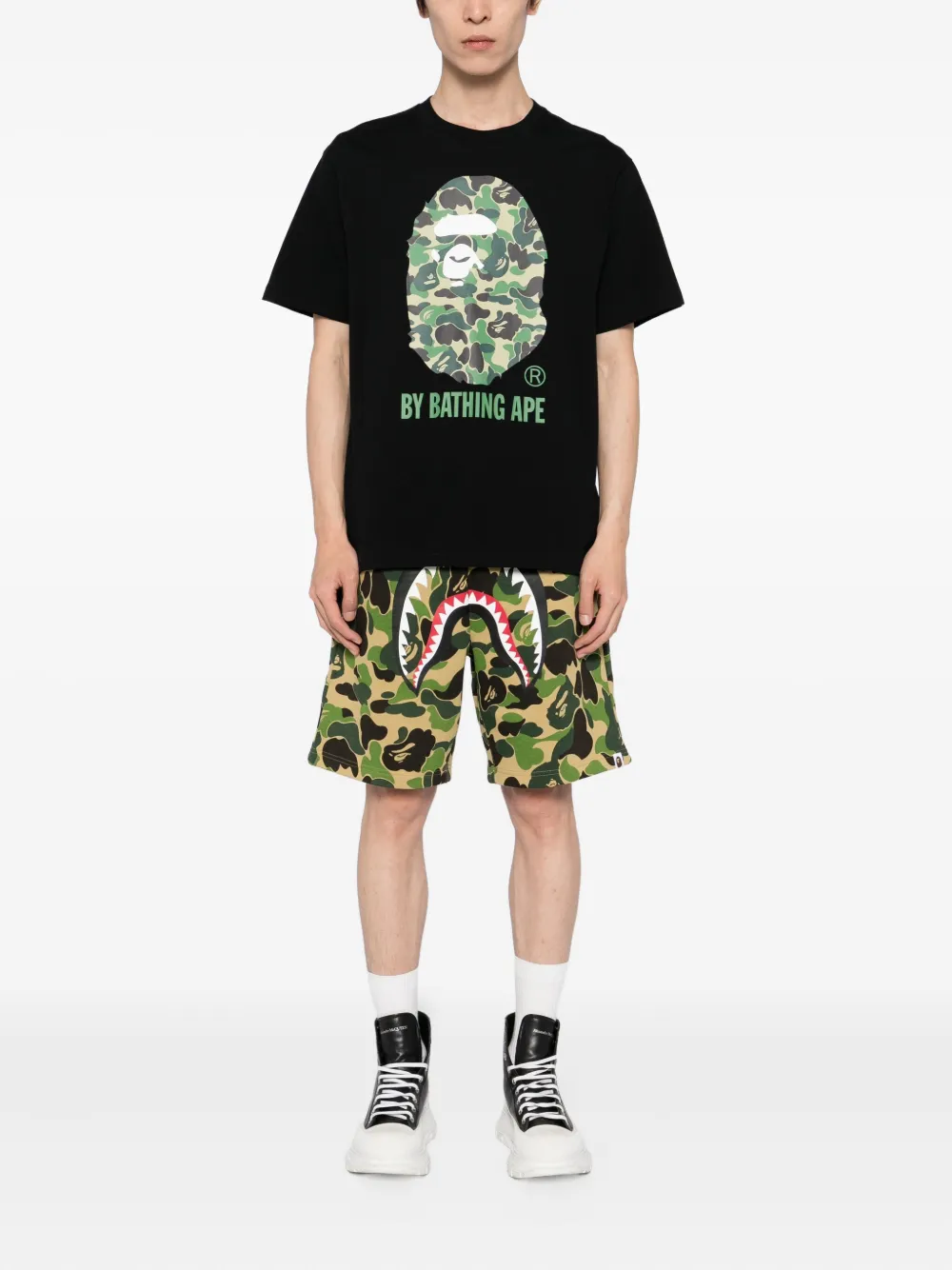 A BATHING APE T-shirt met grafische print - Zwart