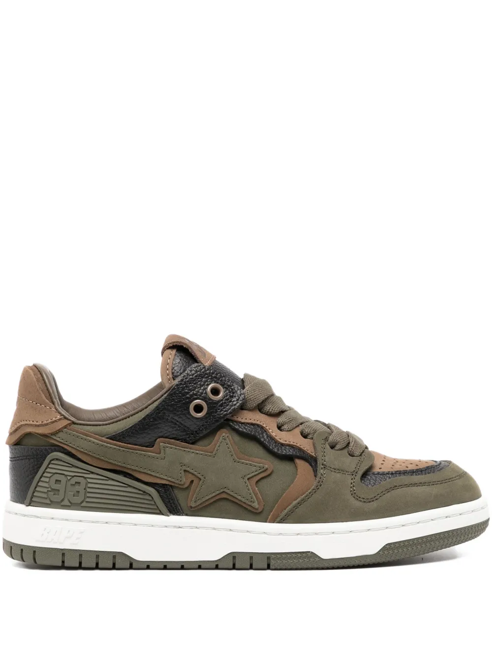 A BATHING APE star-patch lace-up trainer Green