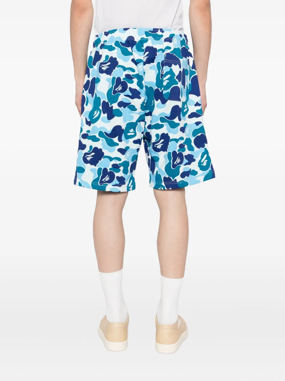 A BATHING APE Shorts met grafische print Blauw