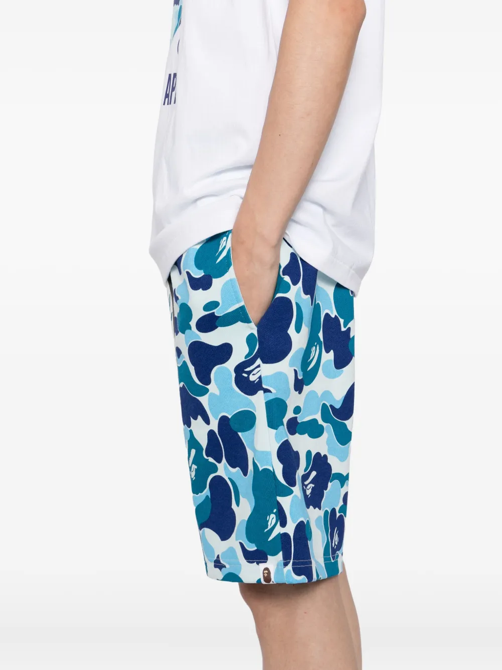 A BATHING APE Shorts met grafische print Blauw