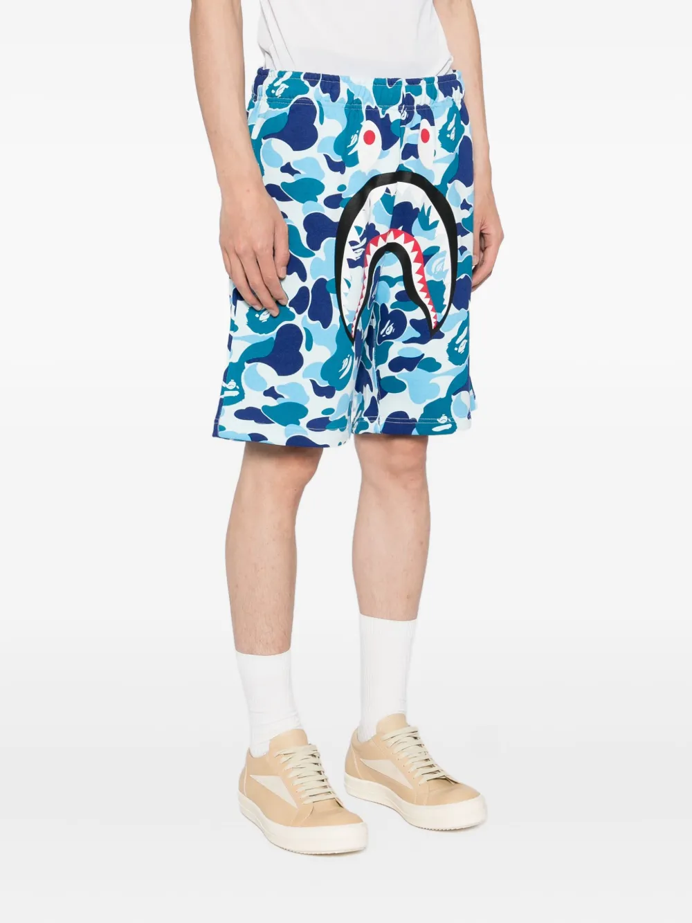 A BATHING APE Shorts met grafische print Blauw