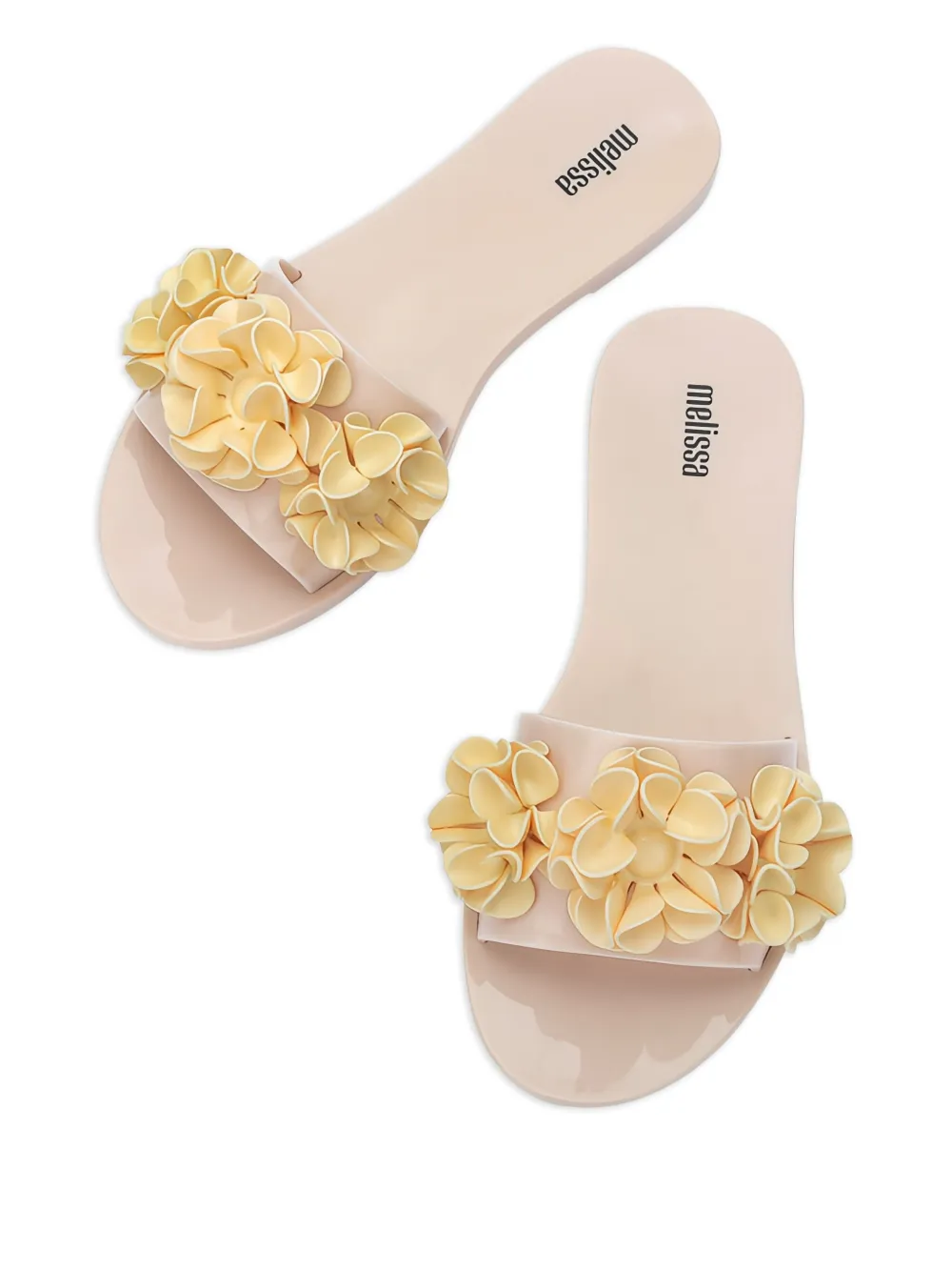 Melissa Babe Springtime flower-embellished slides Neutrals