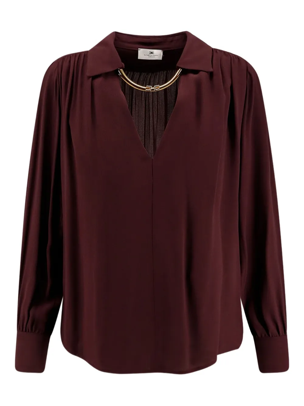 Elisabetta Franchi pleated-neck shirt Rood