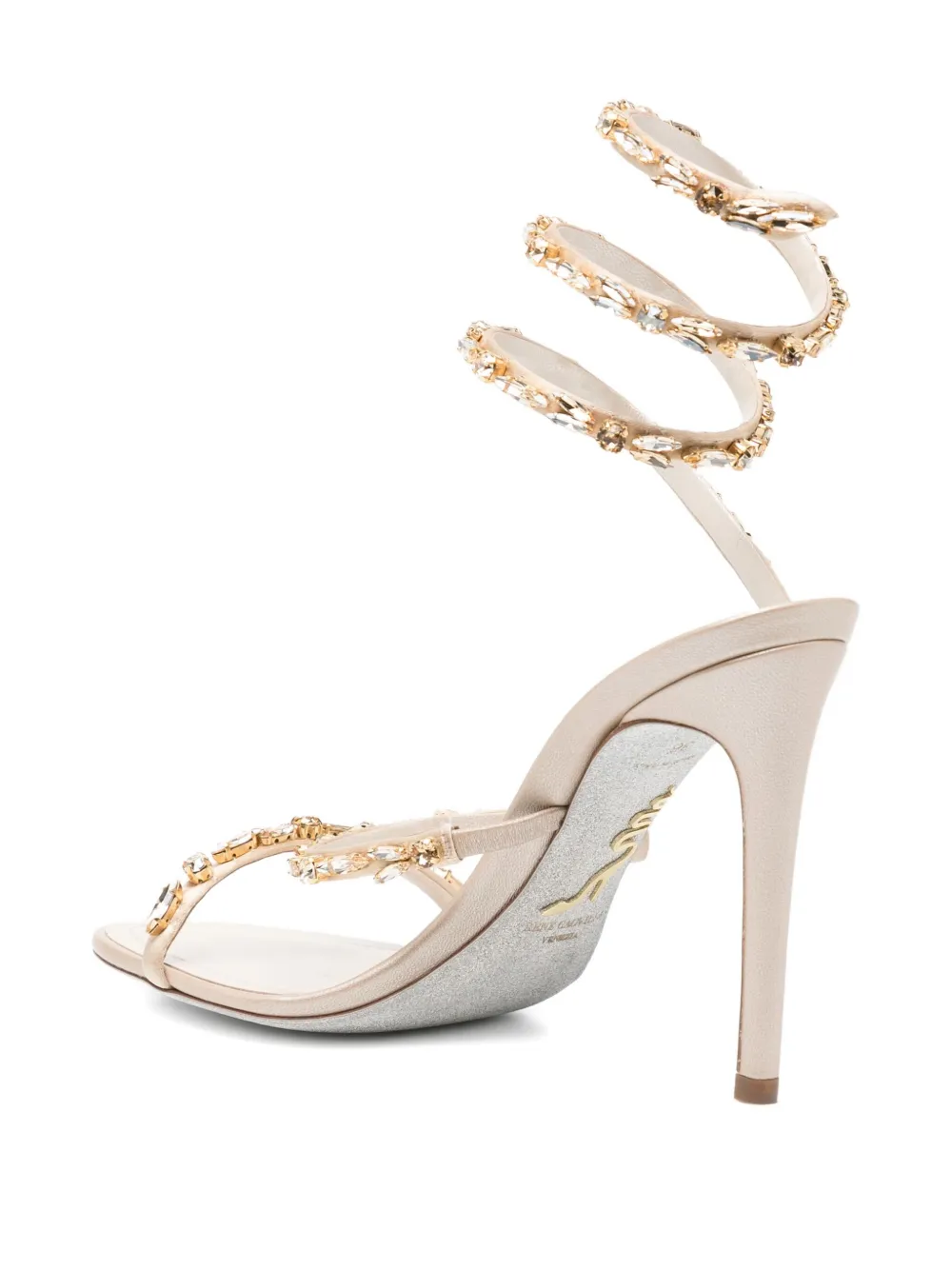 René Caovilla 105mm Cleo Sandals In Neutral