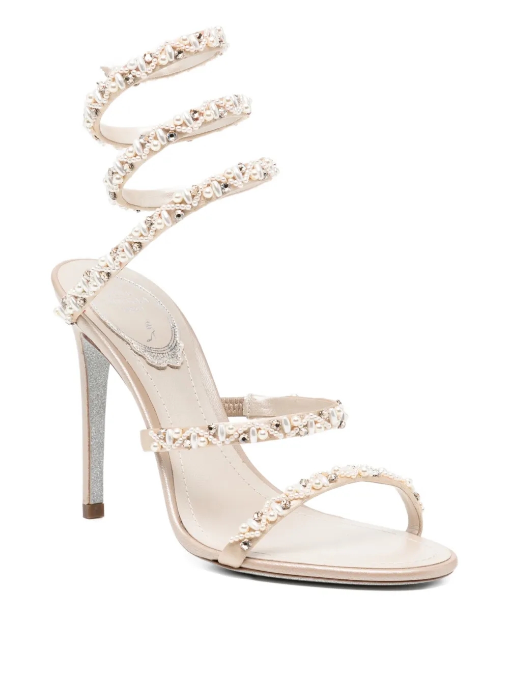 René Caovilla 100mm Chandelier Sandals In Neutral