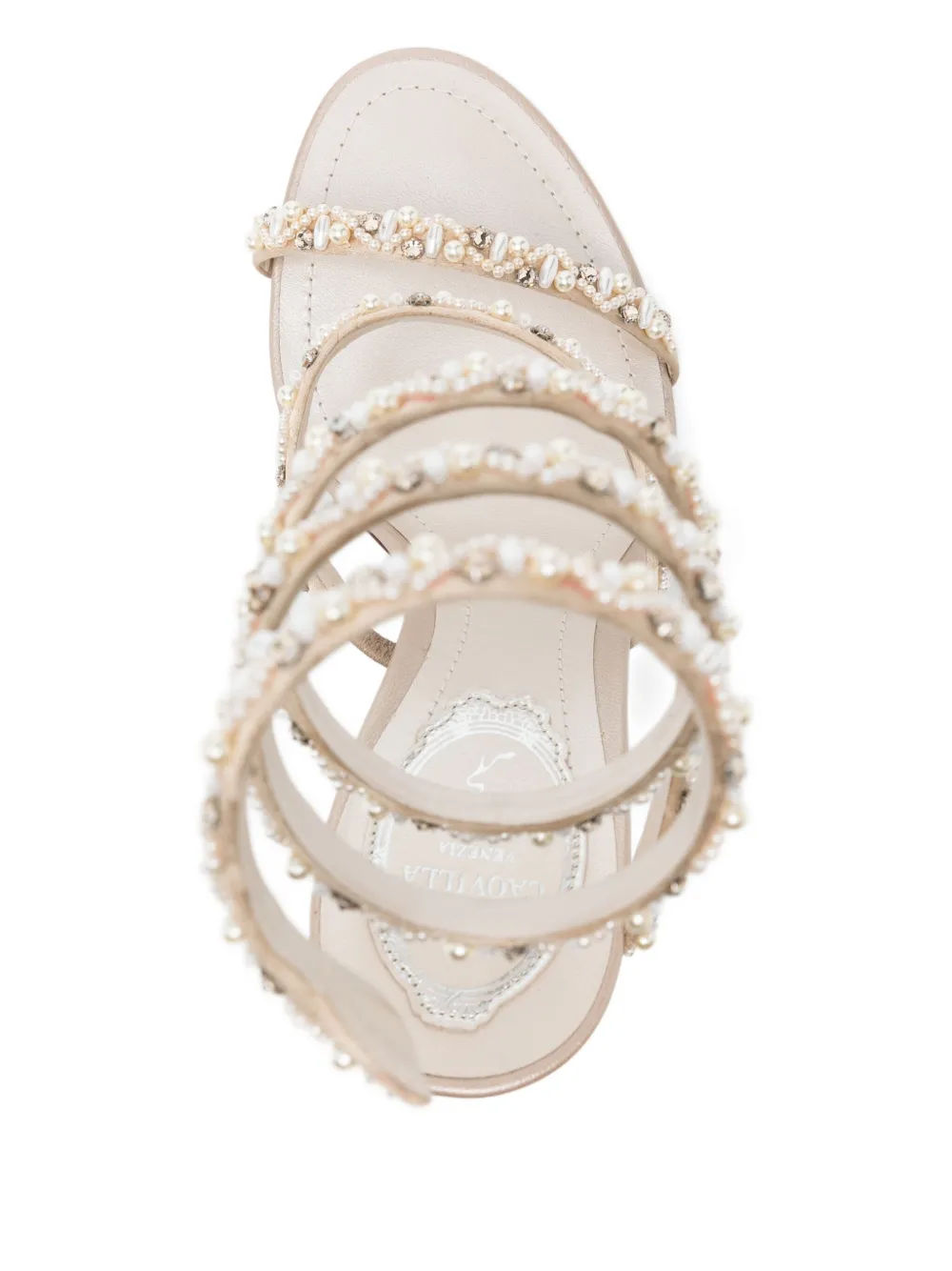 René Caovilla 100mm Chandelier Sandals In Neutral