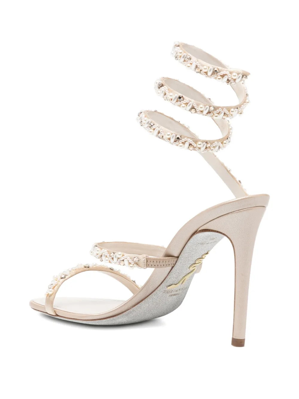 René Caovilla 100mm Chandelier Sandals In Neutral