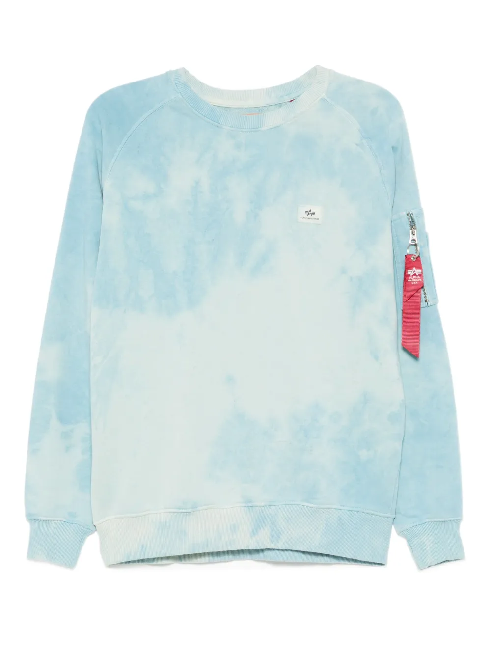 Alpha Industries Sweater met logopatch en geverfd effect Blauw
