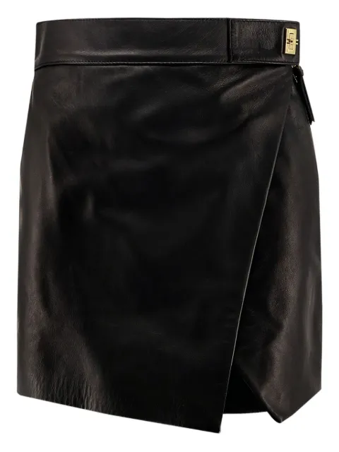 Elisabetta Franchi zip-fastening wrap leather skirt