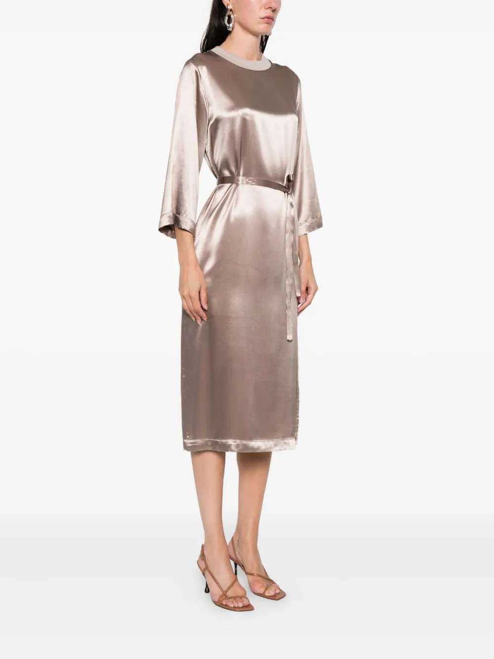 Peserico satin midi dress Beige