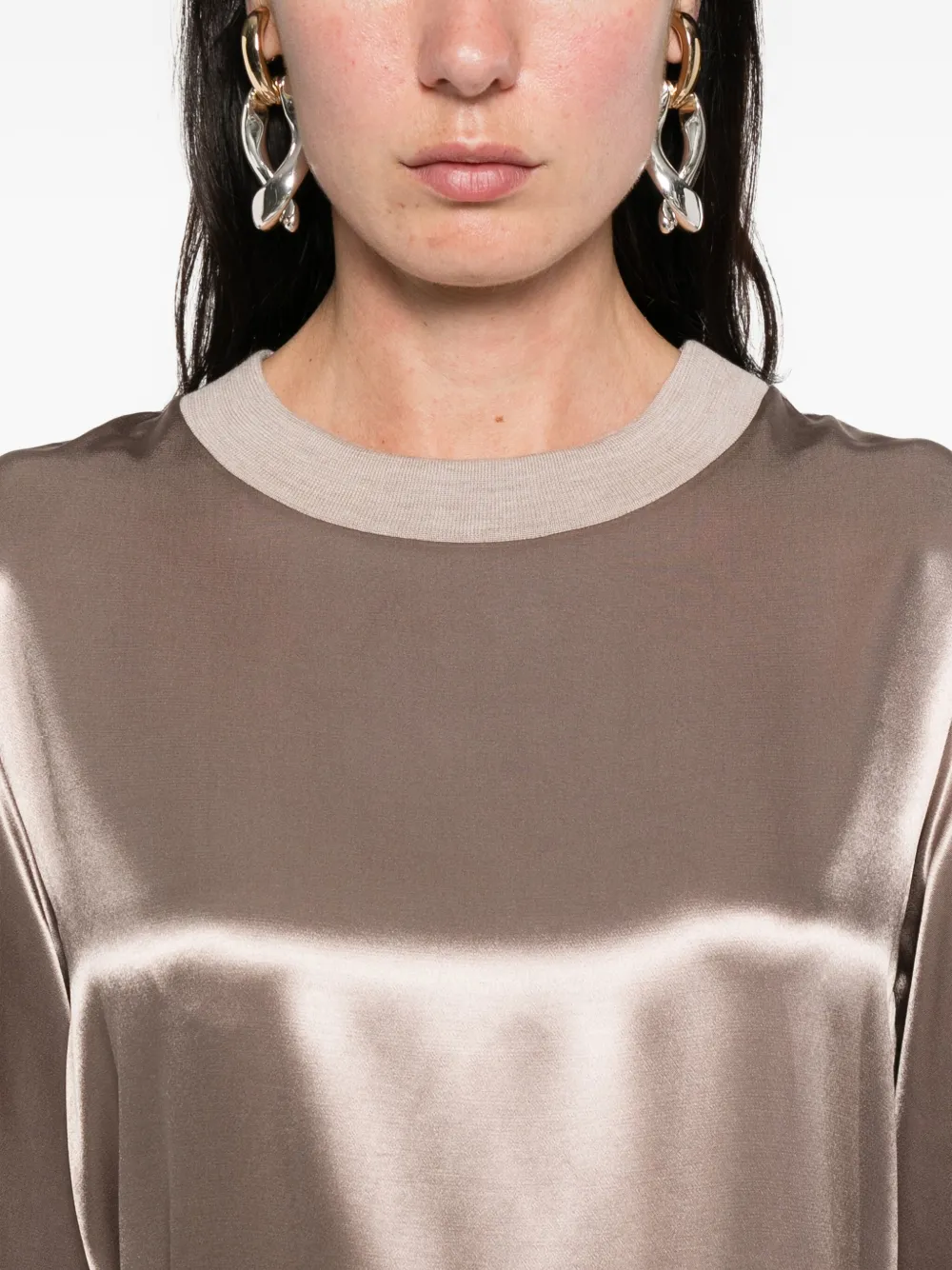 Peserico satin midi dress Beige