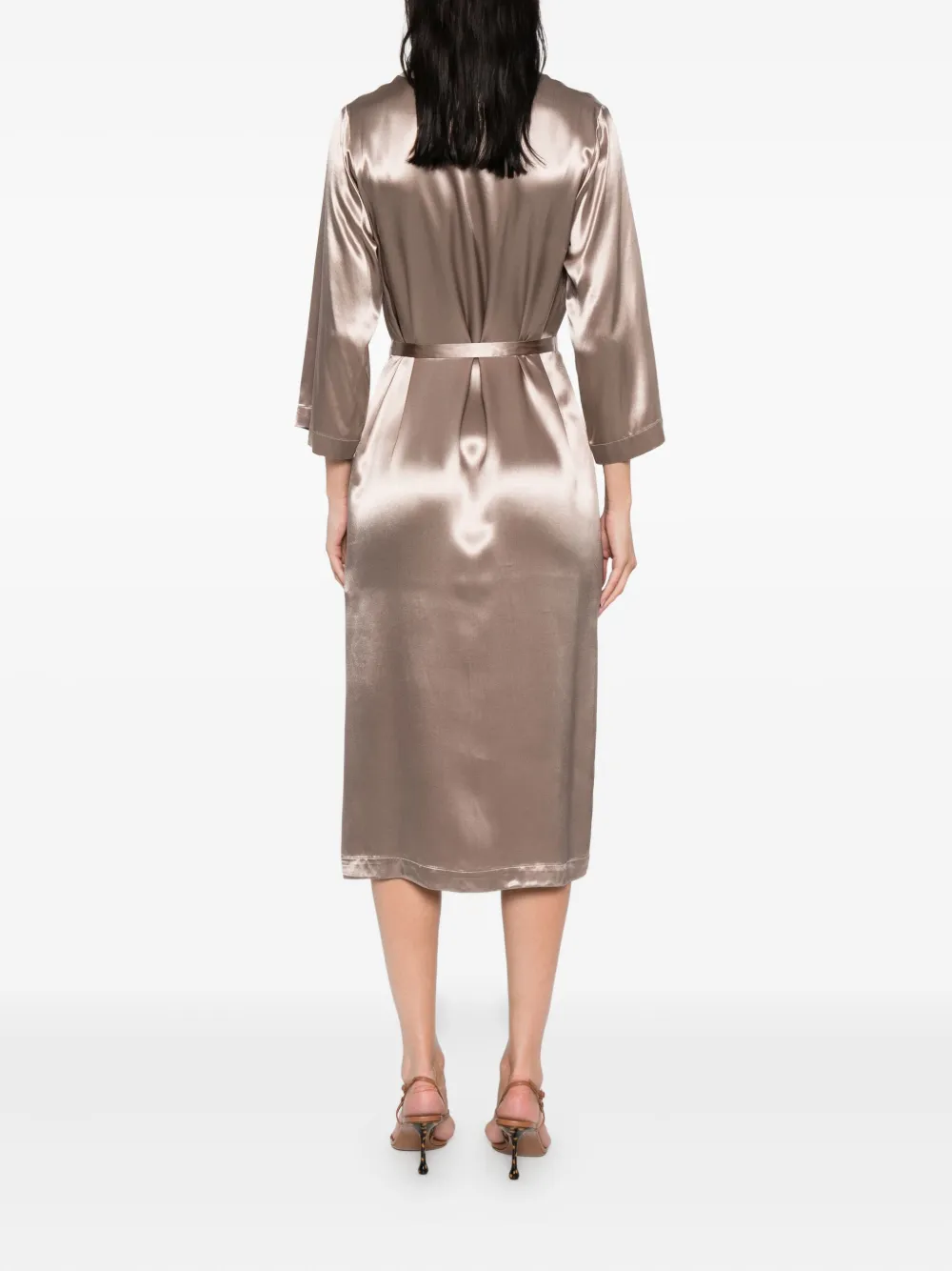 Peserico satin midi dress Beige