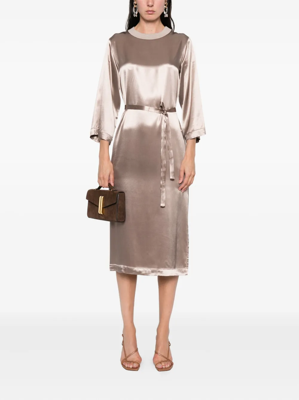 Peserico satin midi dress Beige