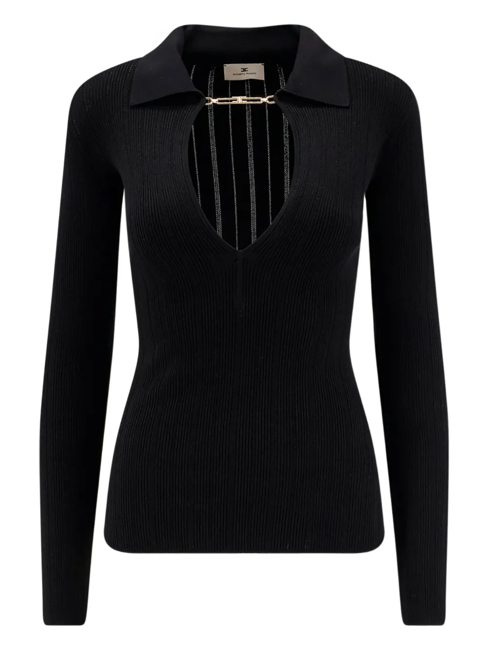 Elisabetta Franchi ribbed-knit polo-neck top Zwart
