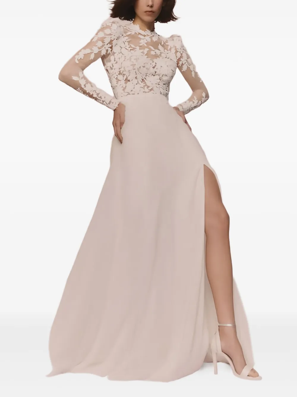 Teresine floral-lace high-neck dress