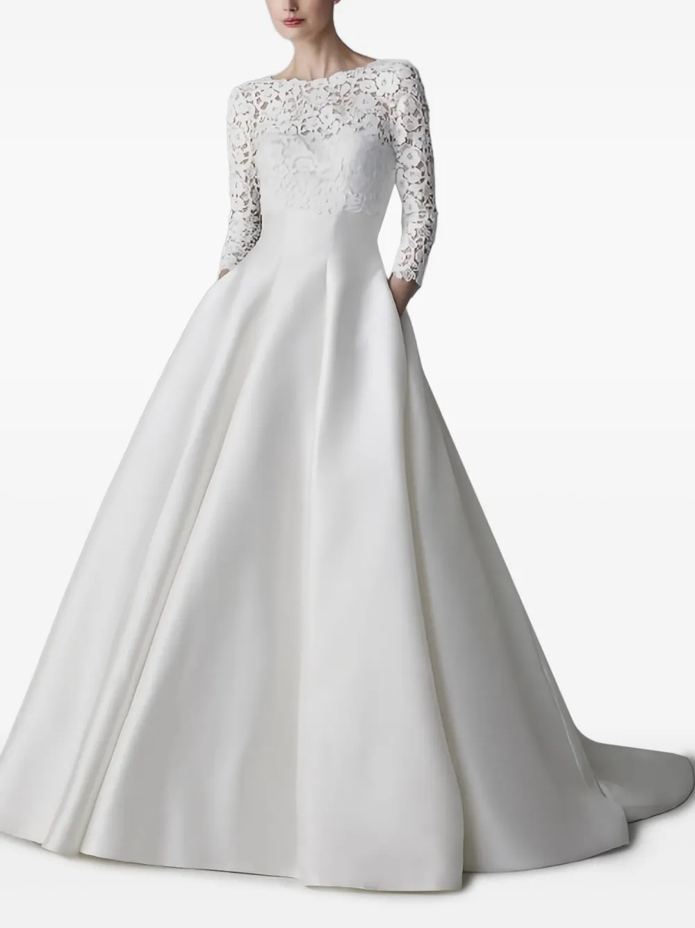 PRONOVIAS PARTY EDIT Cammi lace-top maxi bridal dress - Wit