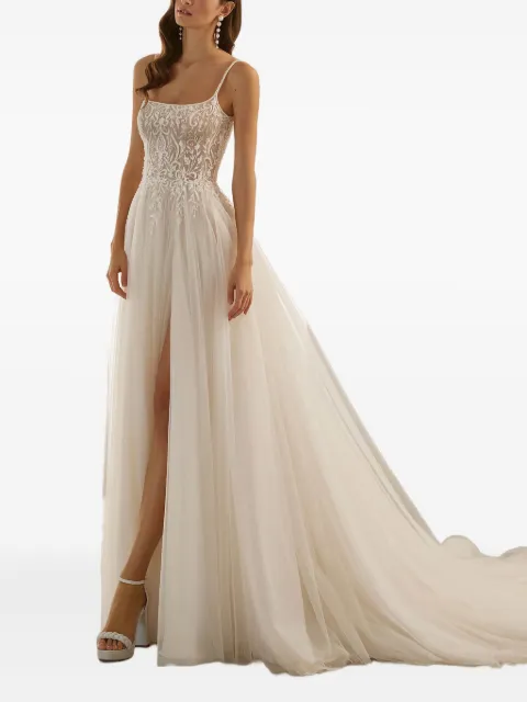 Rosa Clará  Carlino crystal-embellishment maxi bridal dress