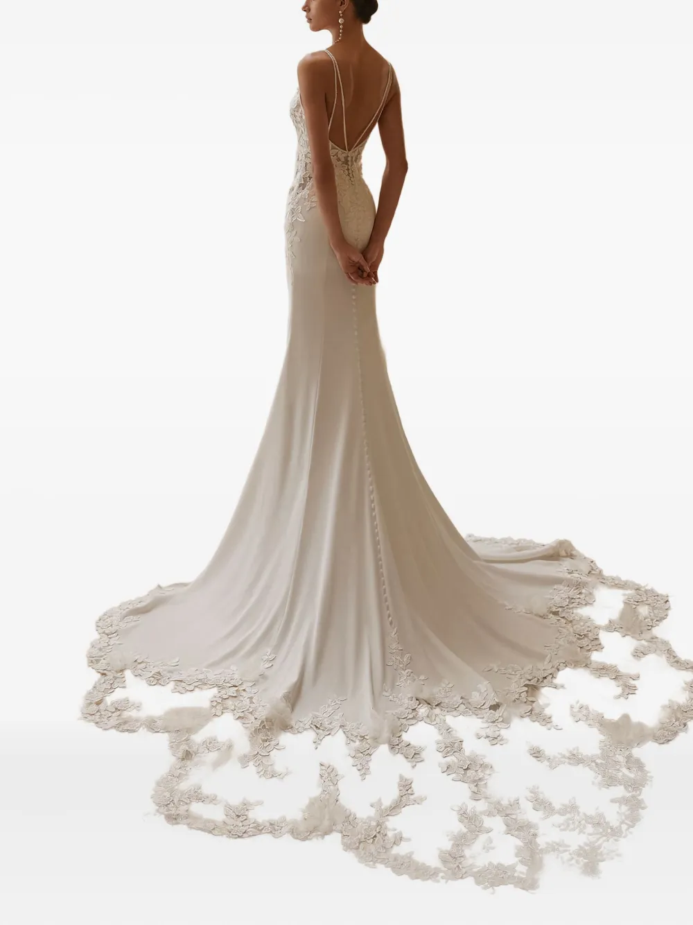 Rosa Clará embroidered-lace bridal gown - Wit