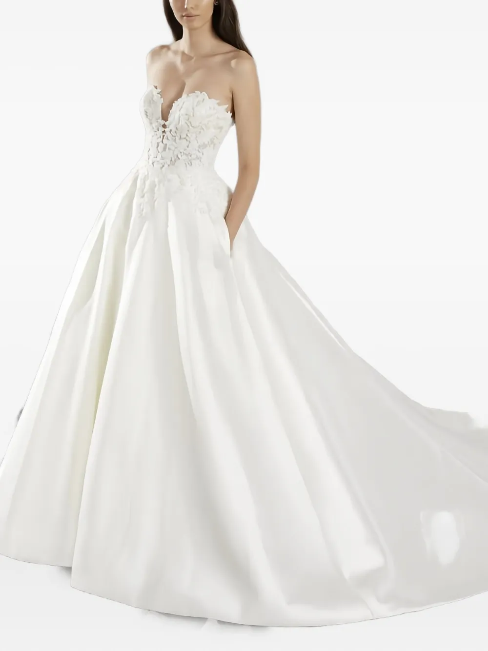 PRONOVIAS PARTY EDIT Once lace-embellished strapless dress - Wit