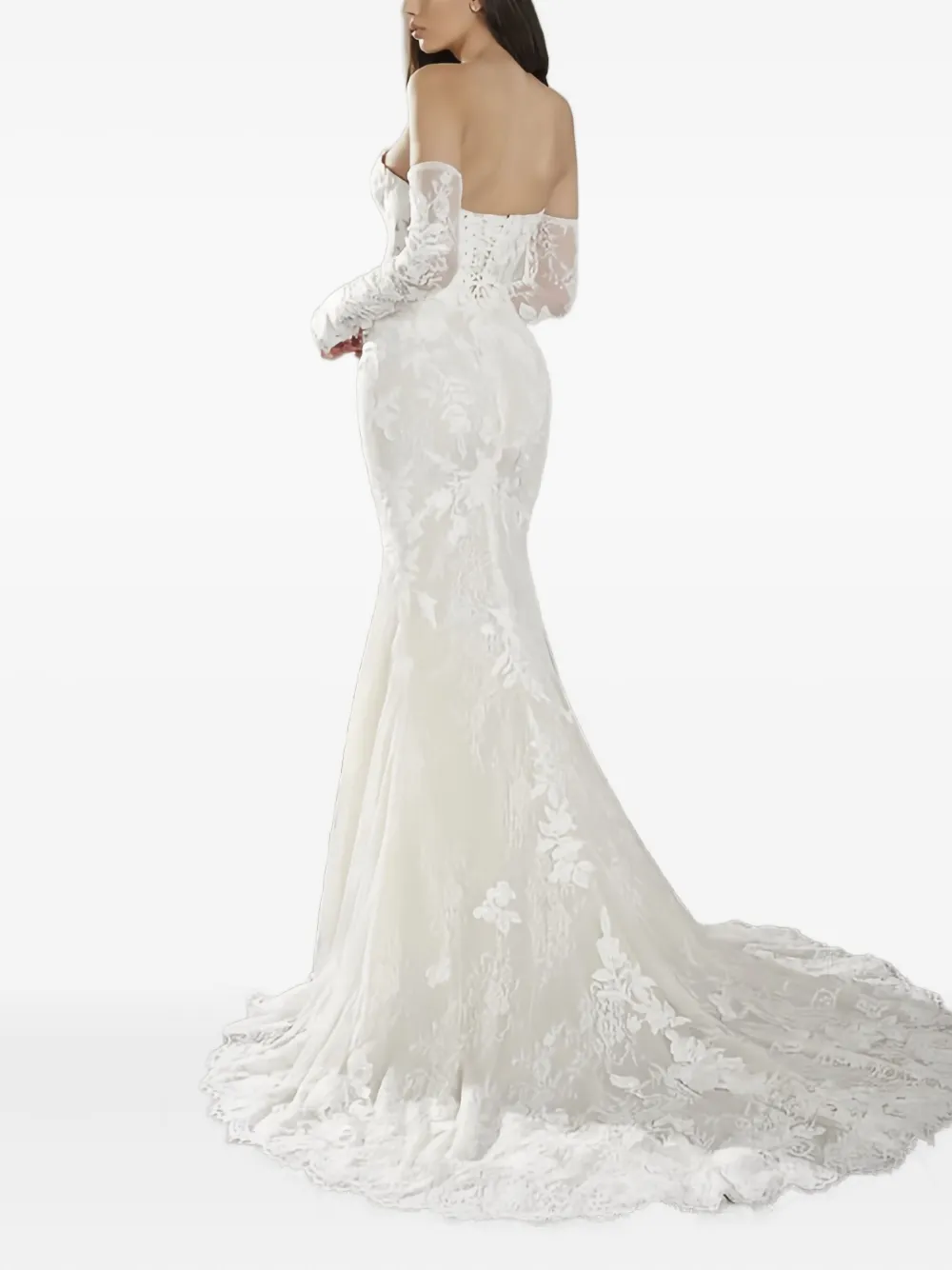 PRONOVIAS PARTY EDIT Hart floral-embellished maxi bridal dress - Wit