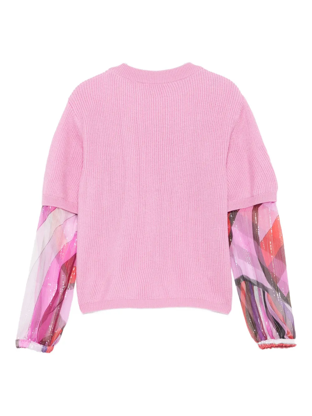 PUCCI Junior ribbed-knit patterned-sleeve top Roze