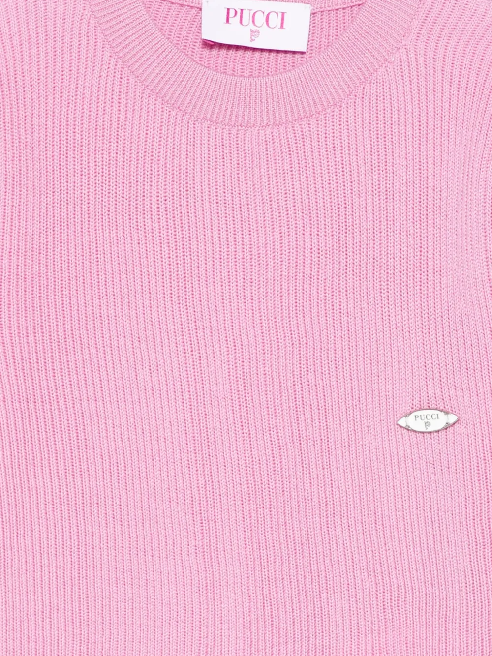 PUCCI Junior ribbed-knit patterned-sleeve top Roze