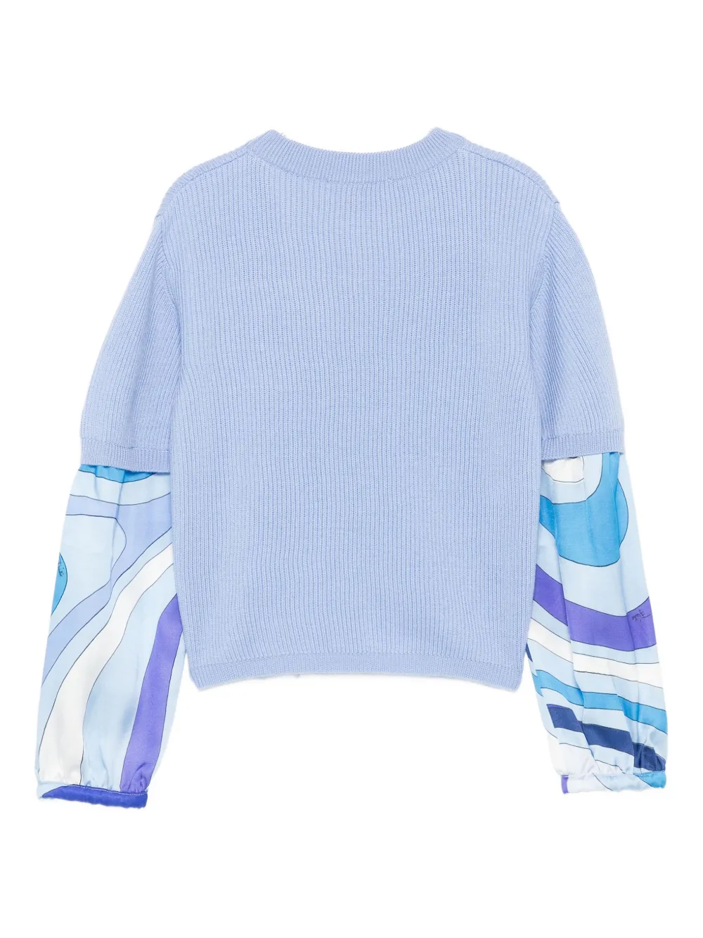 PUCCI Junior ribbed-knit printed-sleeve top Blauw
