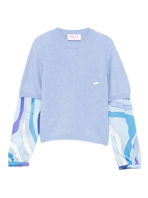 PUCCI Junior ribbed-knit printed-sleeve top
