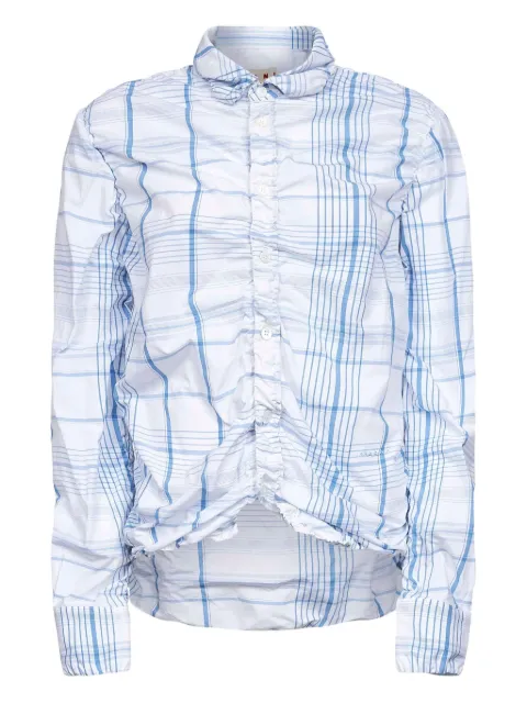 Marni gathered checked cotton shirt