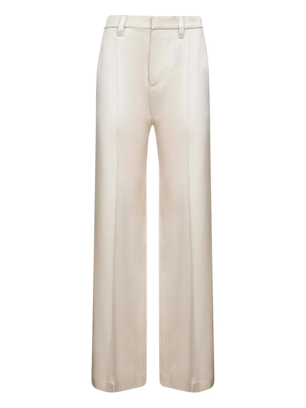 Brunello Cucinelli pressed-crease satin trousers Beige
