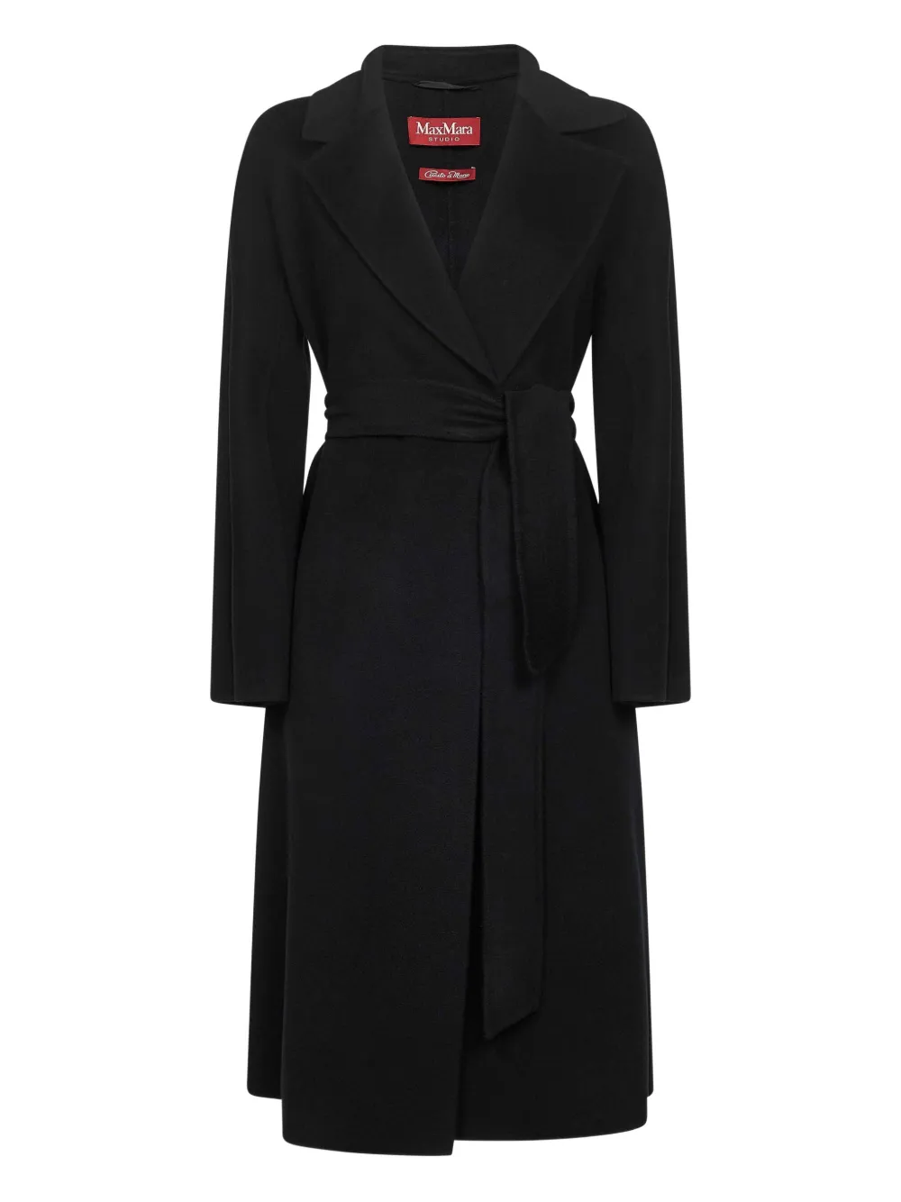 Max Mara lapel-collar belted coat Zwart