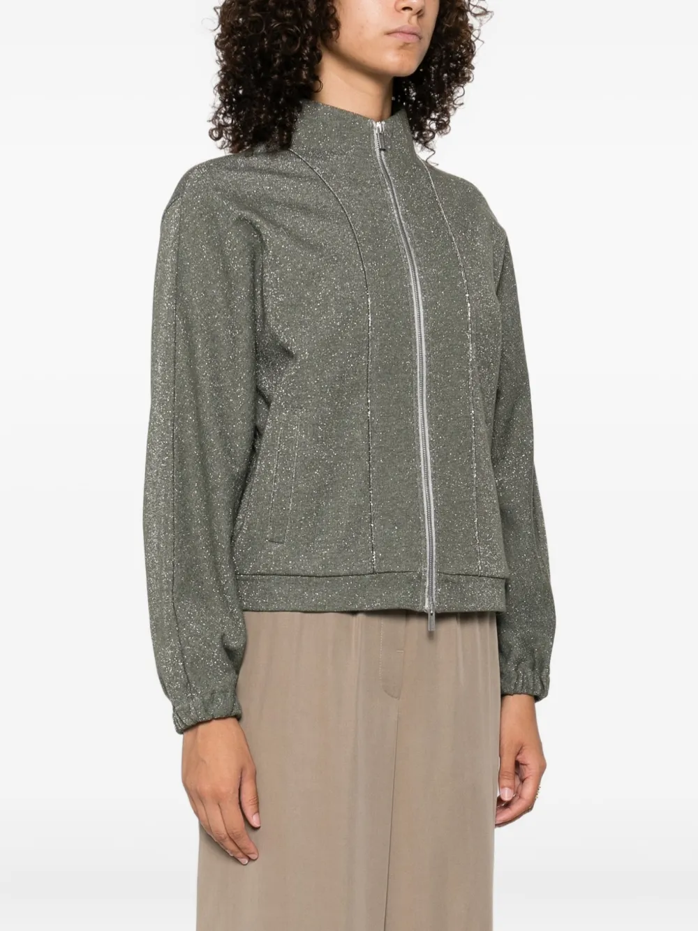 Peserico glitter zip-up sweatshirt Groen