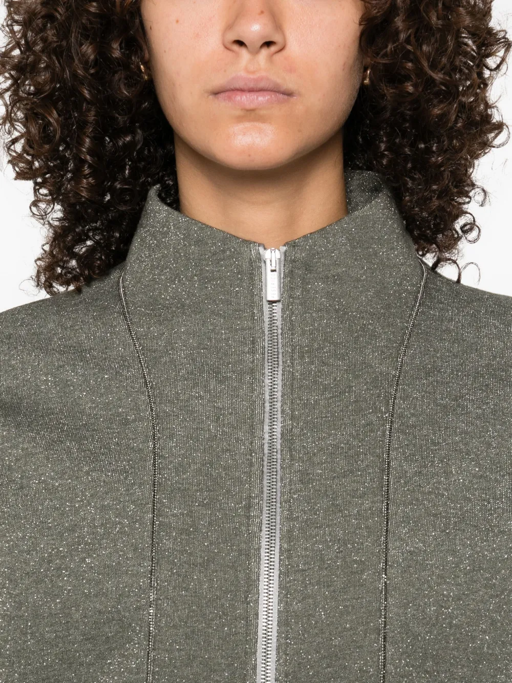 Peserico glitter zip-up sweatshirt Groen
