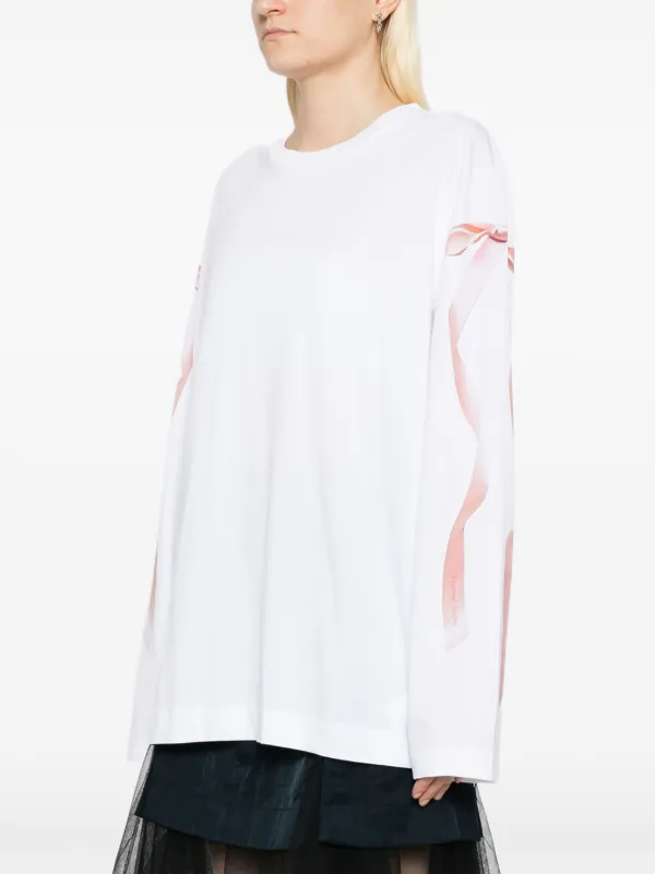 Simone Rocha Ribbon bow-printed long-sleeves T-shirt | White