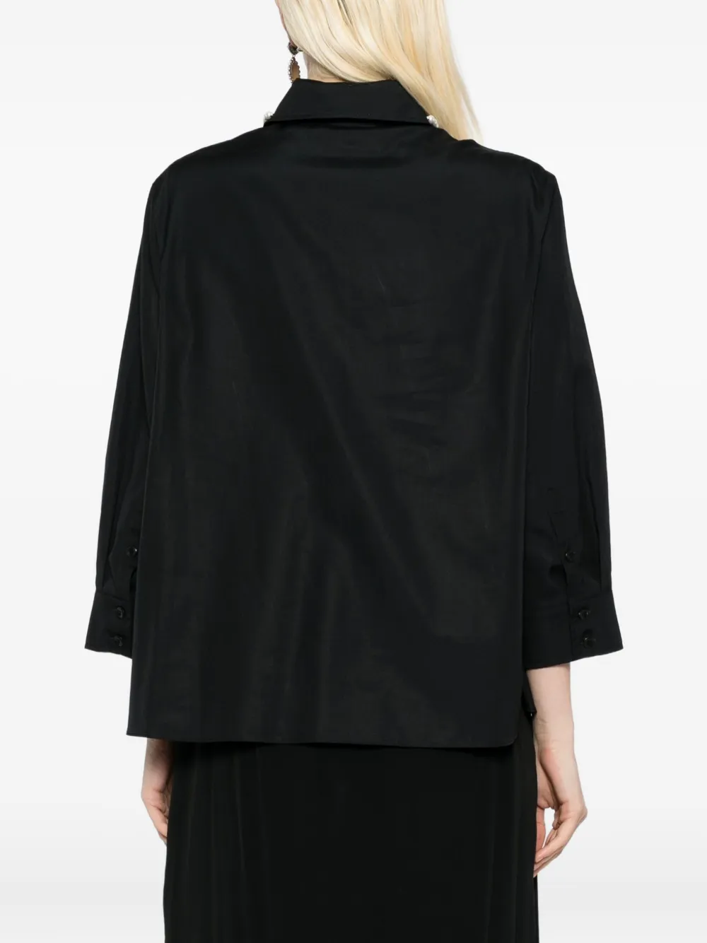 Simone Rocha Katoenen blouse met parelketting Zwart