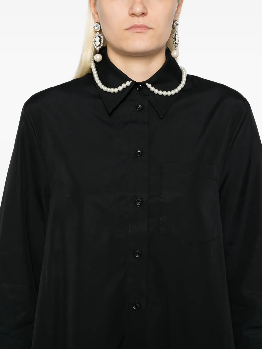 Simone Rocha Katoenen blouse met parelketting Zwart