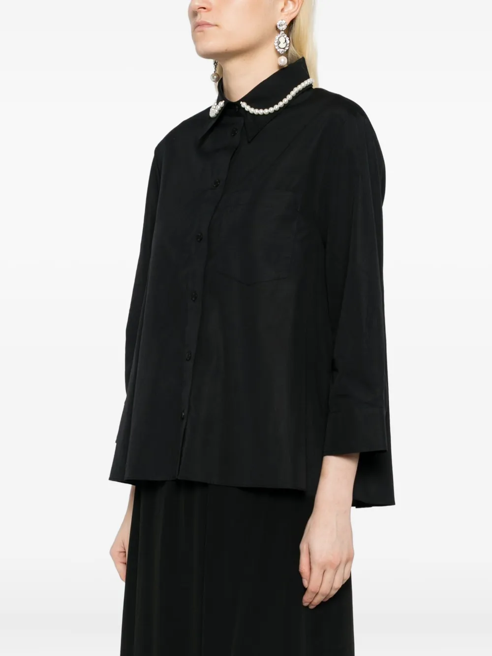 Simone Rocha Katoenen blouse met parelketting Zwart