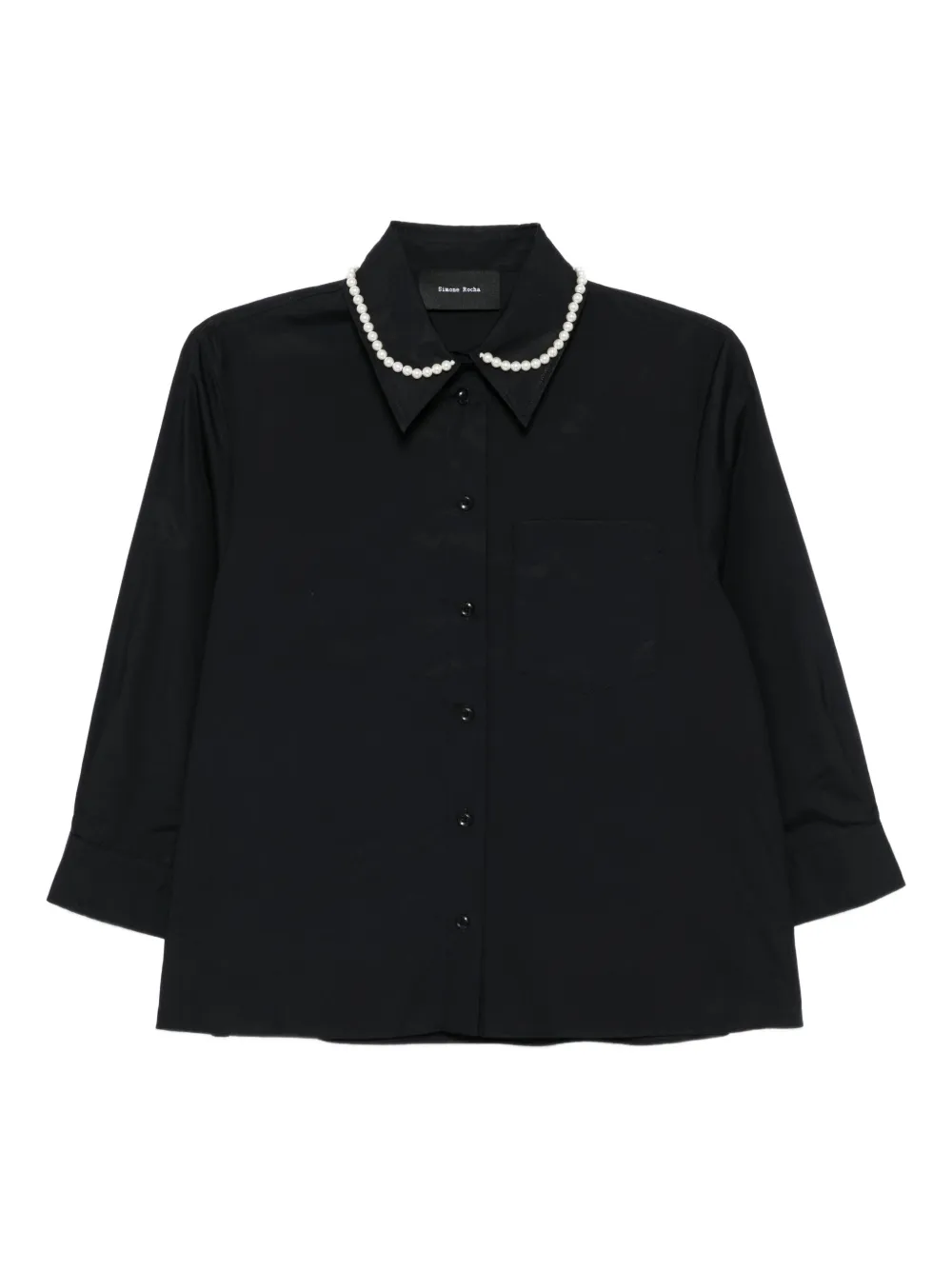 Simone Rocha Katoenen blouse met parelketting Zwart