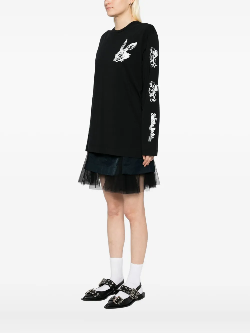 Simone Rocha T-shirt met schildpadschild-design Zwart
