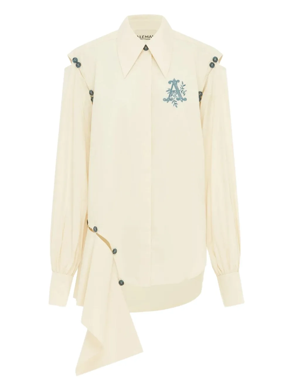 ALEMAIS embroidered asymmetrical-hem shirt | Neutrals | Image 1