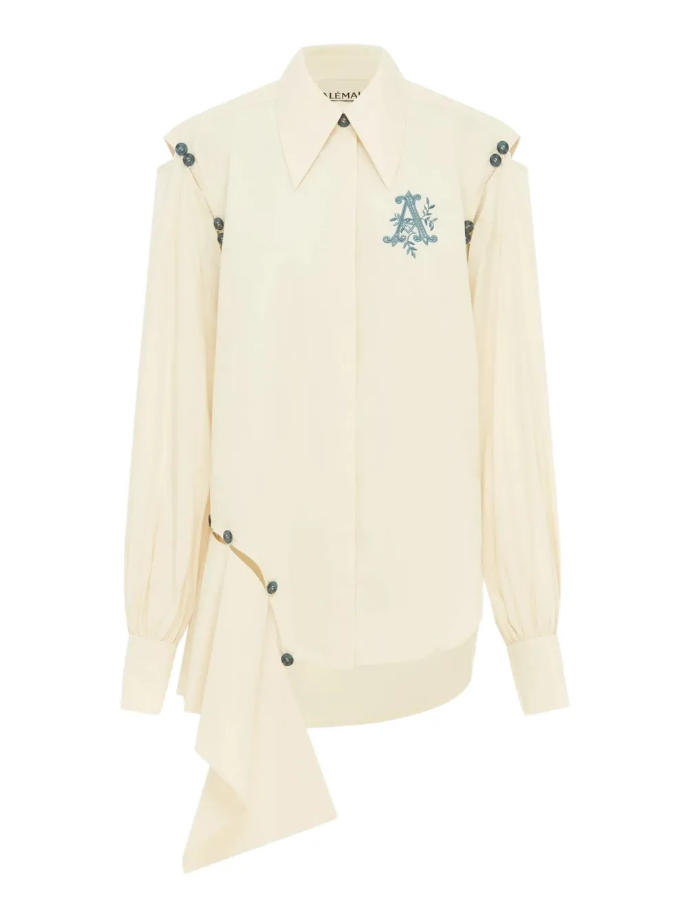 ALEMAIS embroidered asymmetrical-hem shirt - Beige