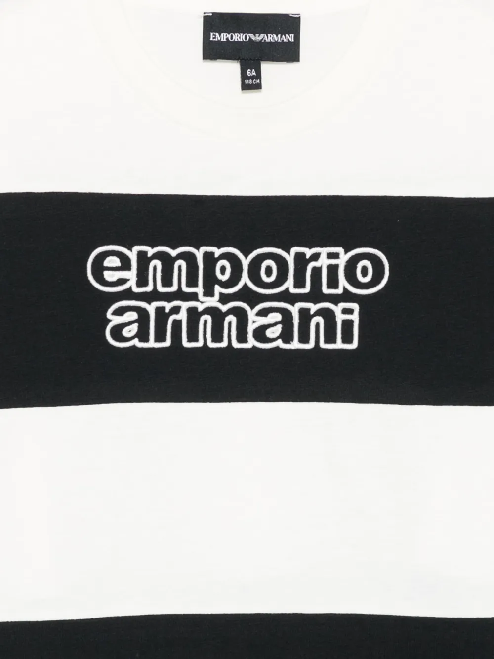 Emporio Armani Kids striped logo-embroidered t-shirt Zwart