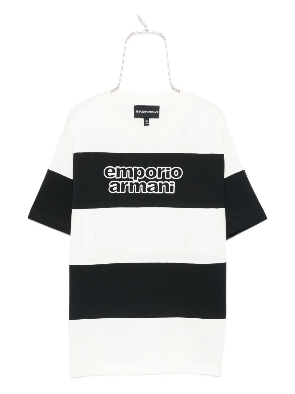 Emporio Ar i Kids striped logo-embroidered t-shirt Zwart