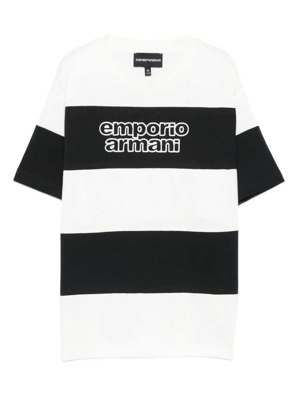 Emporio Ar i Kids striped logo-embroidered t-shirt Zwart