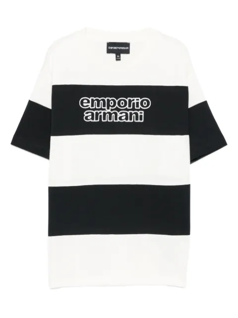 Emporio Armani Kids camiseta a rayas con logo bordado