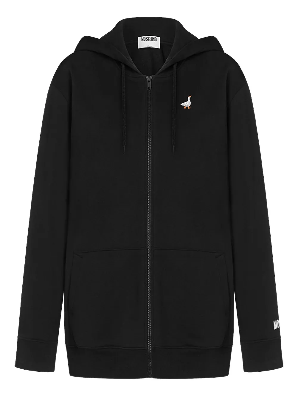 Moschino Hoodie met geborduurde eend en rits Zwart